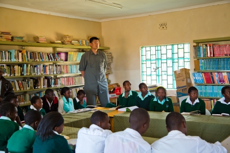 Yao Ming Visits a School in Ol Pejeta 
